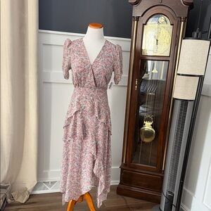 Floral V-Neck Ruffle Dress NWT